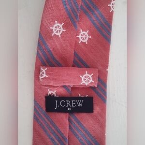 J. Crew Men's Nautical  Neck Tie | Red White Blue | Silk Linen Blend